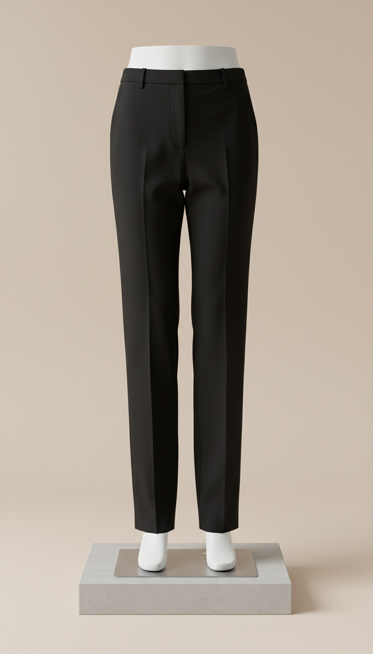 Onyx Black Fluid Wool Trousers
